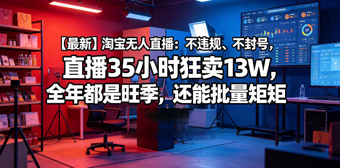 【最新】淘宝无人直播：不违规、不封号，直播35小时狂卖13W，全年都是旺季，还能批量矩阵操作【揭秘】-钱途社