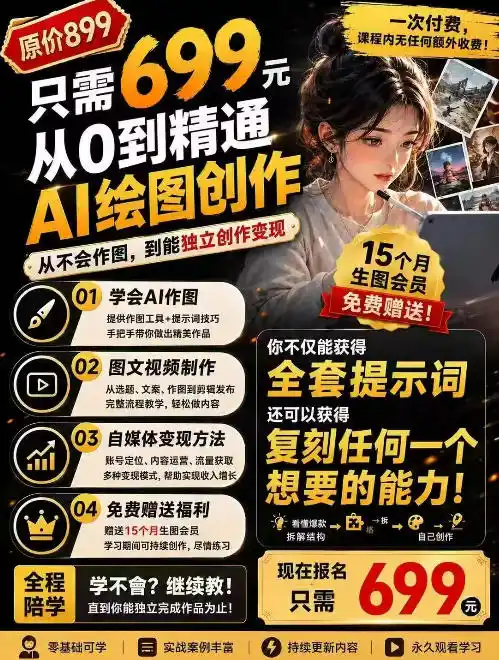 抖音10W粉丝博主的AI绘图教学，从0到精通AI绘图创作，从不会作图到能独立创作变现-钱途社