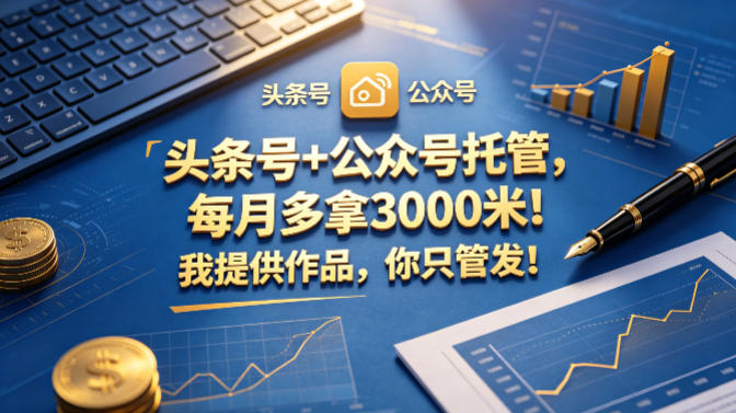 头条号+公众号托管，每月多拿3000米！我提供作品，你只管发！【揭秘】-钱途社