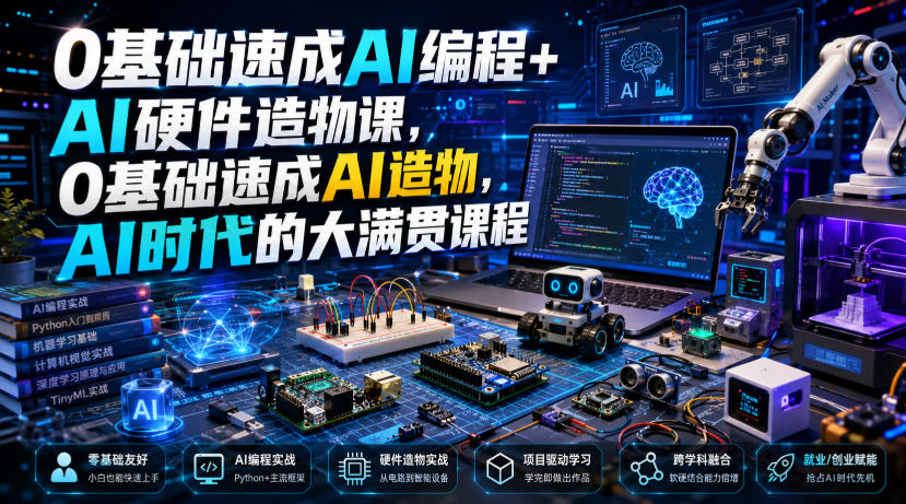 0基础速成AI编程+AI硬件造物课，0基础速成AI造物，AI时代的大满贯课程-钱途社