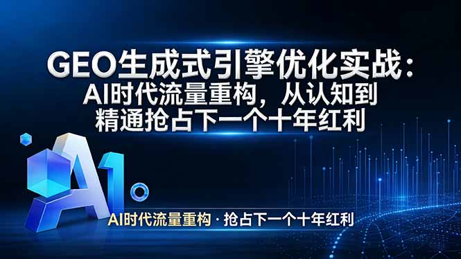 GEO 生成式引擎优化实战:AI时代流量重构,从认知到精通抢占下一个十年红利-钱途社
