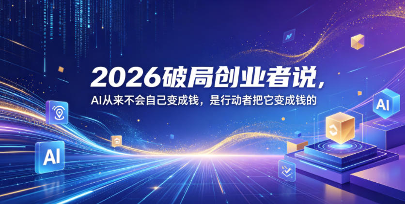 2026破局创业者说，AI从来不会自己变成钱，是行动者把它变成钱的【文档】-钱途社