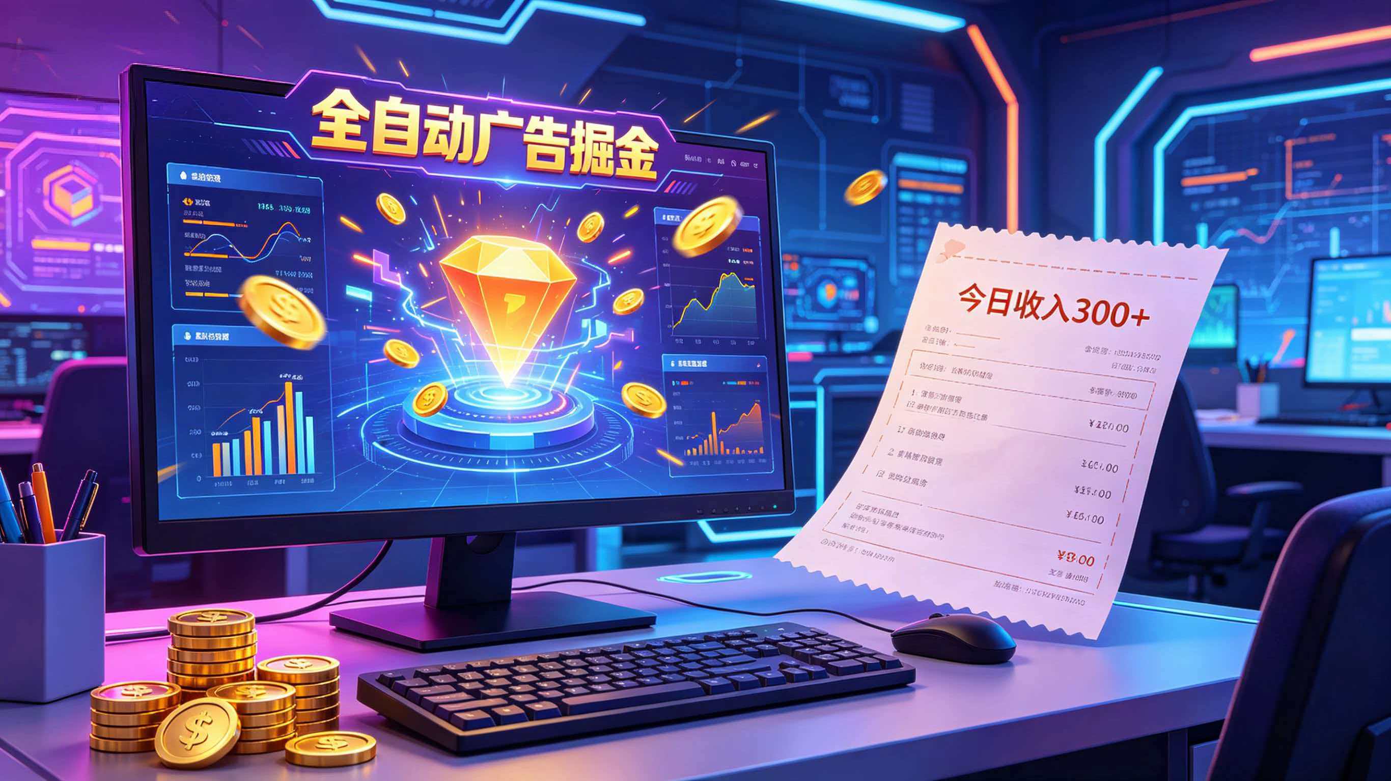 全自动广告掘金，日入300+。全程Ai自动化运行，解放双手，时间自由。收益稳定-钱途社