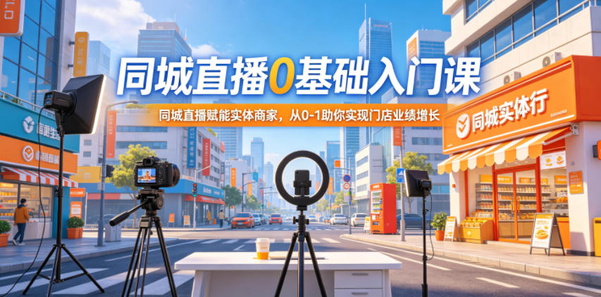同城直播0基础入门课,同城直播赋能实体商家,从0-1助你实现门店业绩增长-钱途社