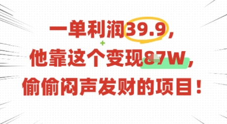 一单利润39.9，有人靠这个变现几十个，偷偷闷声发财的项目-钱途社