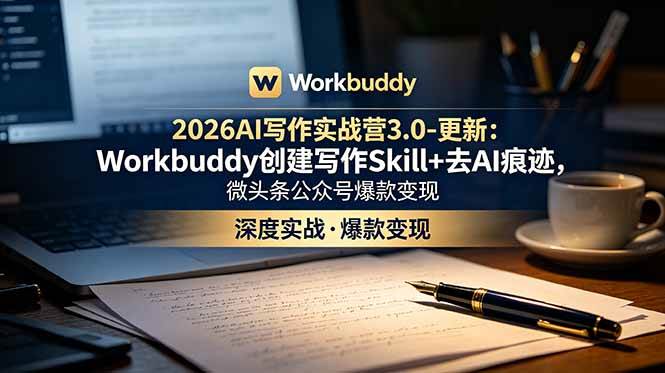 （18995期）2026AI写作实战营3.0-更新：Workbuddy创建写作Skill+去AI痕迹，微头条公众号爆款变现-钱途社