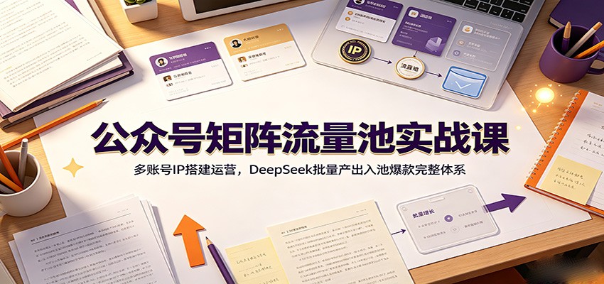 公众号矩阵流量池实战课：多账号IP搭建运营，DeepSeek批量产出入池爆款完整体系-钱途社