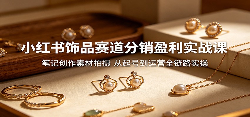 小红书饰品赛道分销盈利实战课：笔记创作素材拍摄，从起号到运营全链路实操-钱途社