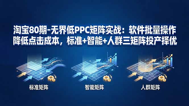 淘宝80期-无界低PPC矩阵实战：软件批量操作降低点击成本，标准+智能+人群三矩阵投产择优-钱途社