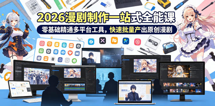2026 AI漫剧制作一站式全能课，零基础精通多平台工具，快速批量产出原创漫剧-钱途社