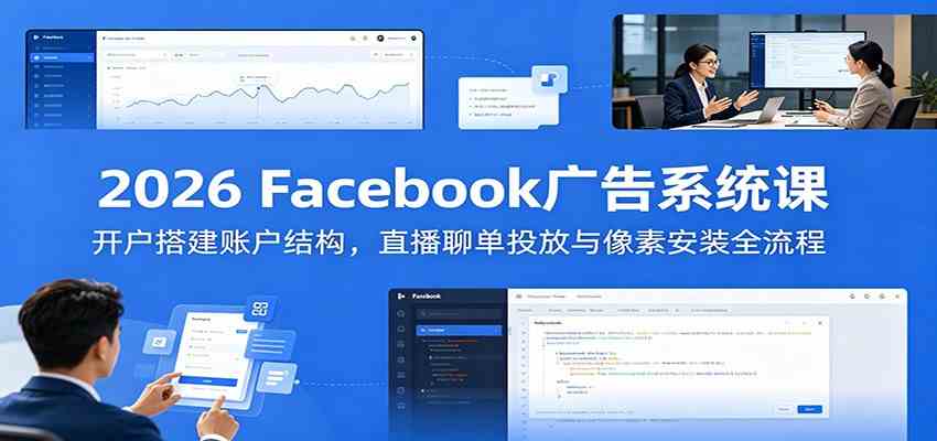 2026 Facebook广告系统课：开户搭建账户结构，直播聊单投放与像素安装全流程-钱途社