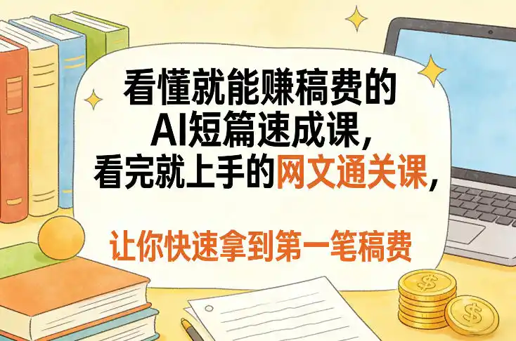 看懂就能賺稿费的AI短篇速成课，看完就上手的网文通关课，让你快速拿到第一笔稿费(更新8月)-钱途社