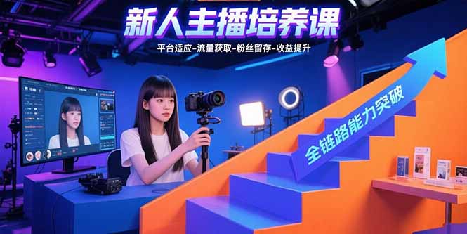 新人主播培养课：平台适应-流量获取-粉丝留存-收益提升 全链路能力突破-钱途社