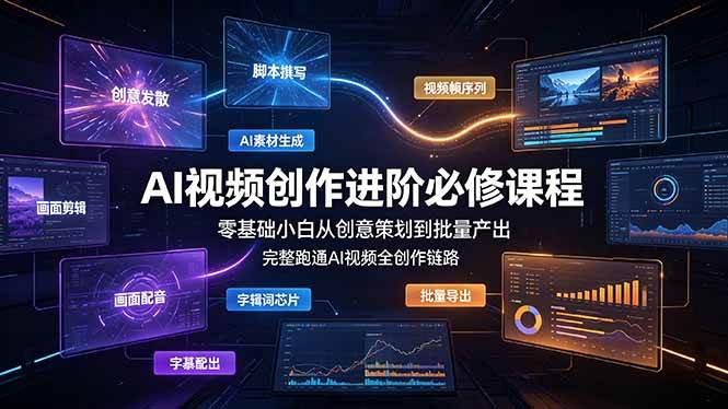 （19159期）AI视频创作进阶必修课程：零基础小白从创意策划到批量产出，完整跑通AI视频全创作链路-钱途社