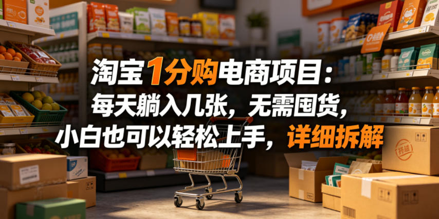 淘宝1分购电商项目：每天躺入几张，无需囤货，小白也可以轻松上手，详细拆解-钱途社