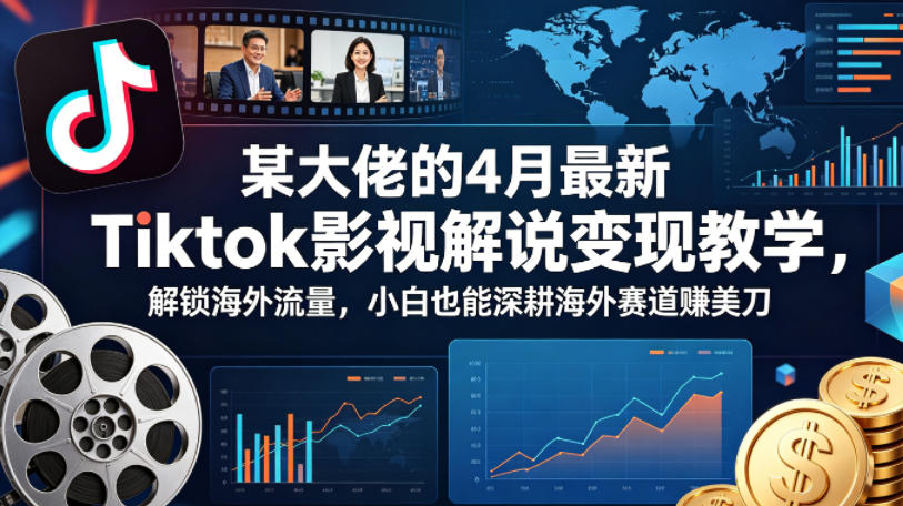 某大佬的4月最新Tiktok影视解说变现教学，解锁海外流量，小白也能深耕海外赛道賺美刀-钱途社