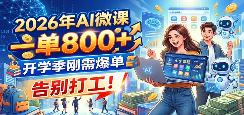 2026年AI微课，一单800+，开学季刚需爆单，告别打工！-钱途社