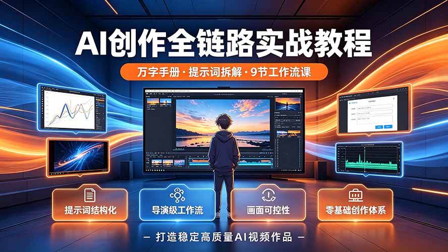 （19247期）AI创作全链路实战教程｜万字手册·提示词拆解·9节工作流课，打造稳定高质量AI视频作品-钱途社