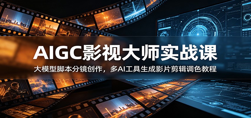 AIGC影视大师实战课：大模型脚本分镜创作，多AI工具生成影片剪辑调色教程-钱途社
