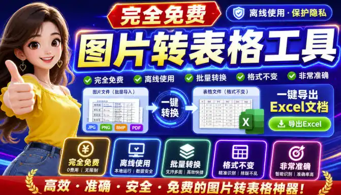 图片表格识别提取工具，支持一键从图片中智能提取表格并导出Excel文件，可离线免网运行，FastTableOCR-钱途社