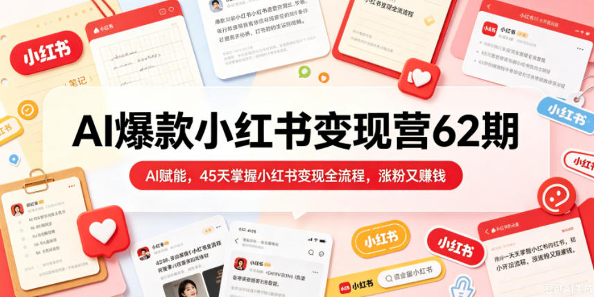 AI爆款小红书变现营62期2026年5月,AI赋能,45天掌握小红书变现全流程,涨粉又賺钱-钱途社