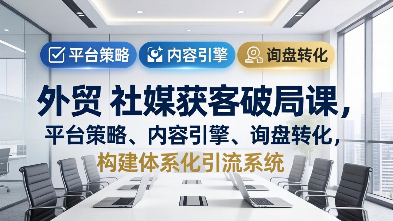 外贸 社媒获客破局课，平台策略、内容引擎、询盘转化，构建体系化引流系统(更新26年3月-钱途社