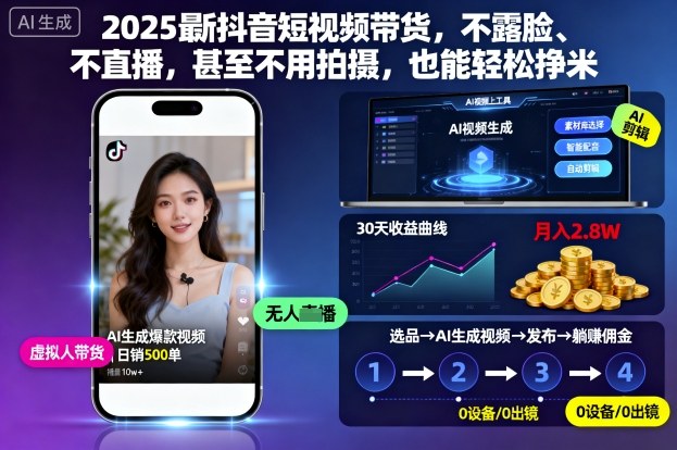 2025最新抖音短视频带货,不露脸、不直播,甚至不用拍摄,也能轻松挣米-钱途社