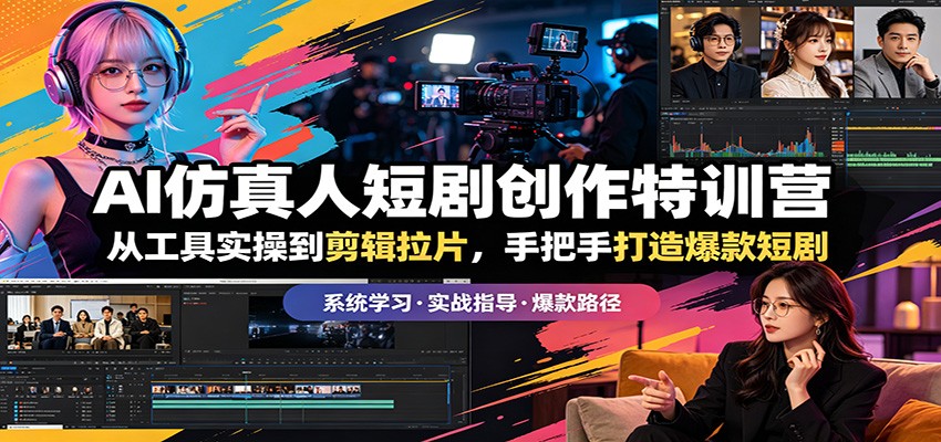 AI仿真人短剧创作特训营：从工具实操到剪辑拉片，手把手打造爆款短剧-钱途社