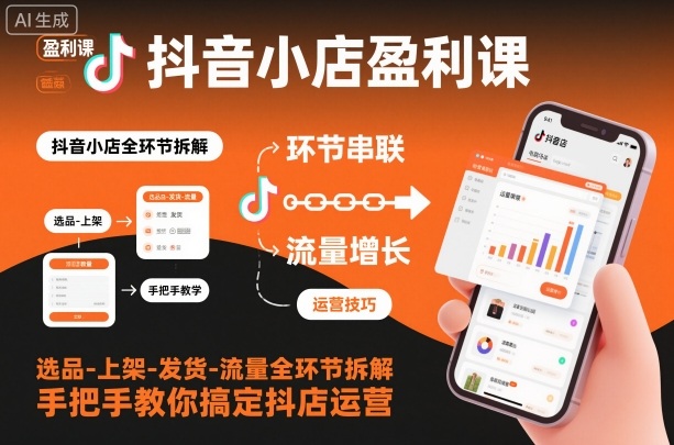 抖音小店盈利课-选品-上架-发货-流量全环节拆解,手把手教你搞定抖店运营-钱途社