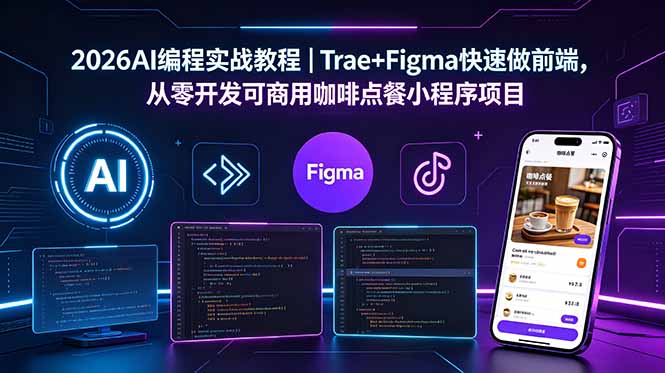 2026AI编程实战教程｜Trae+Figma快速做前端，从零开发可商用咖啡点餐小程序项目-钱途社