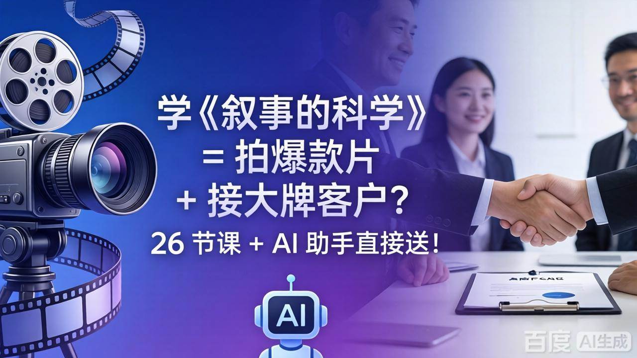 （18302期）学《叙事的科学》= 拍爆款片 + 接大牌客户？26 节课 + AI 助手直接送！-钱途社