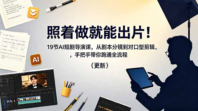 照着做就能出片!19节AI短剧导演课,从剧本分镜到对口型剪辑,手把手带你跑通全流程(更新-钱途社