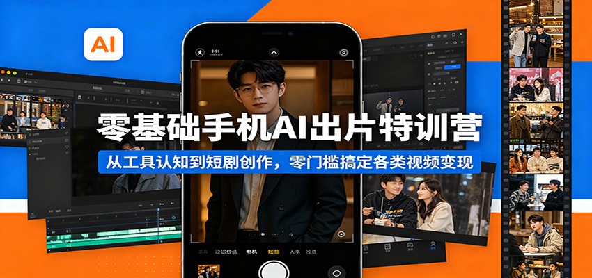 零基础手机AI出片特训营：从工具认知到短剧创作，零门槛搞定各类视频变现-钱途社