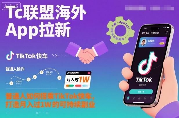 Tc联盟海外App拉新：普通人如何搭乘TikTok快车，打造月入过1W的可持续副业-钱途社