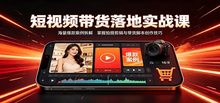 短视频带货落地实战课：海量爆款案例拆解，掌握拍摄剪辑与带货脚本创作技巧-钱途社