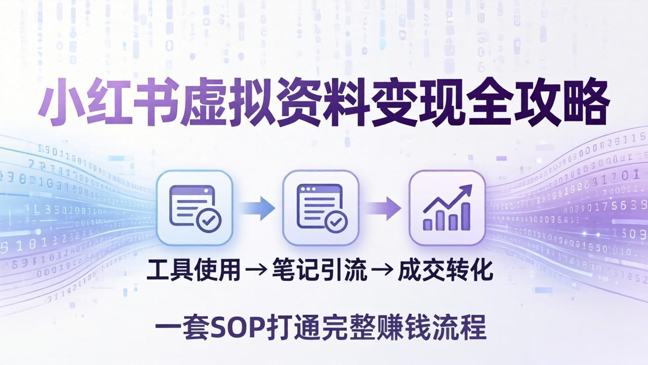 小红书虚拟资料变现全攻略：从工具使用到笔记引流成交，一套 SOP 打通完整赚钱流程-钱途社