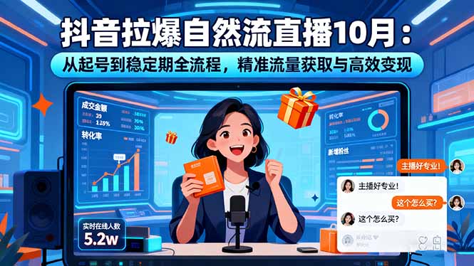 抖音拉爆自然流直播10月:从起号到稳定期全流程,精准流量获取与高效变现-钱途社