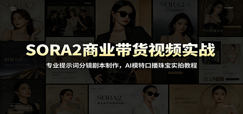 SORA2商业带货视频实战：专业提示词分镜剧本制作，AI模特口播珠宝实拍教程-钱途社