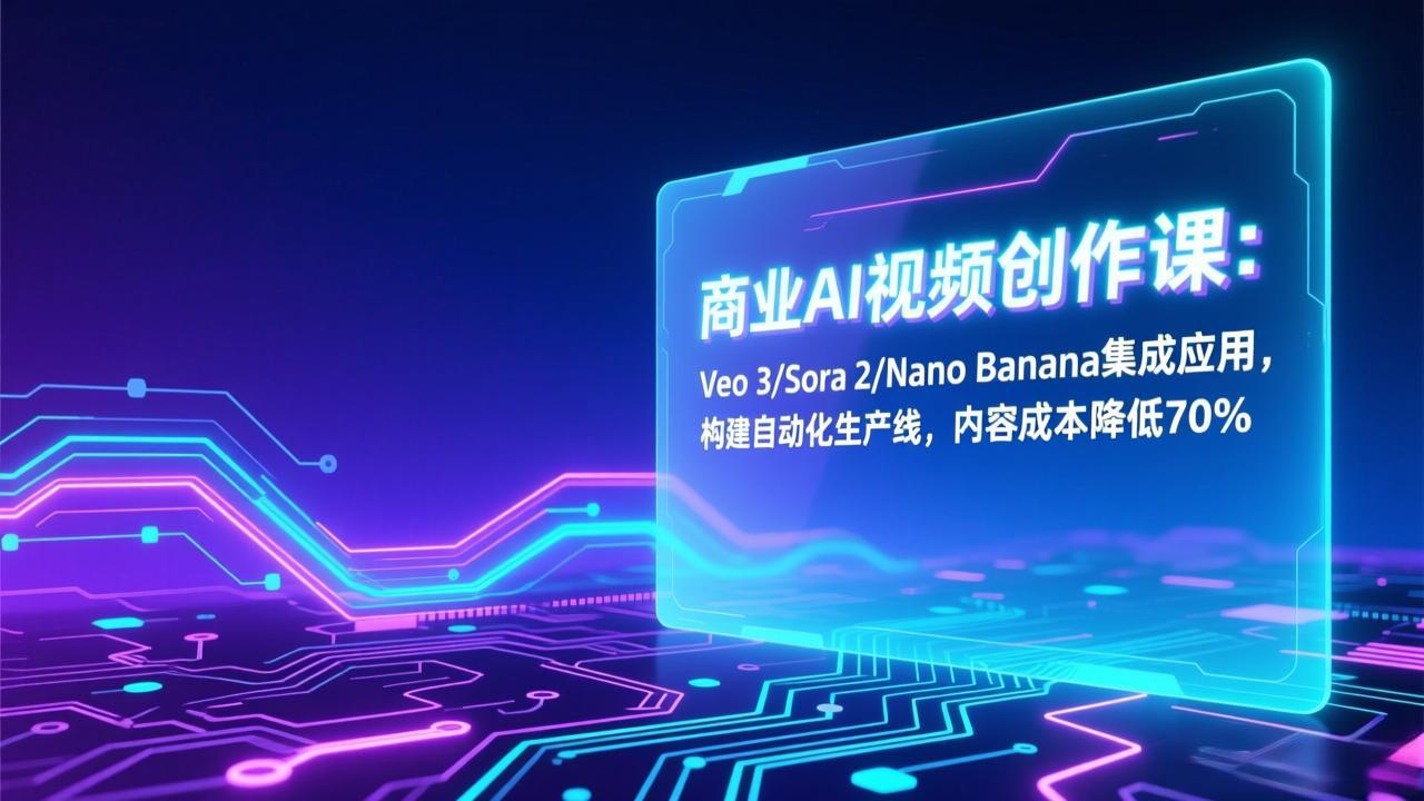 商业AI视频创作课：Veo 3/Sora 2/Nano Banana集成应用，构建自动化生产线，内容成本降低70%-钱途社