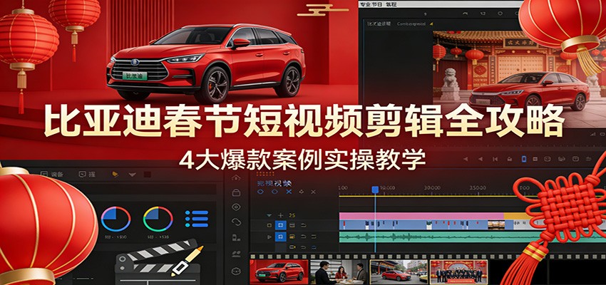 比亚迪春节短视频剪辑全攻略，4大爆款案例实操教学-钱途社