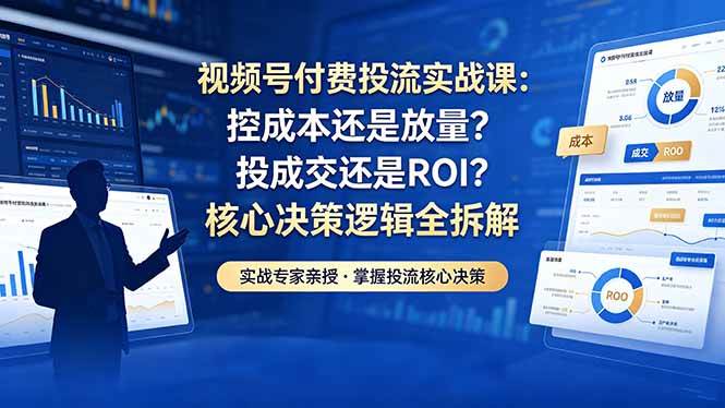 （18462期）视频号付费投流实战课-5月：控成本还是放量？投成交还是ROI？核心决策逻辑全拆解-钱途社