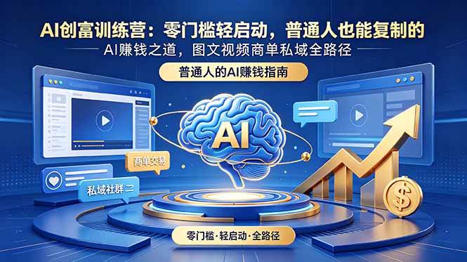 （18911期）AI创富训练营：零门槛轻启动，普通人也能复制的AI赚钱之道，图文视频商单私域全路径-钱途社