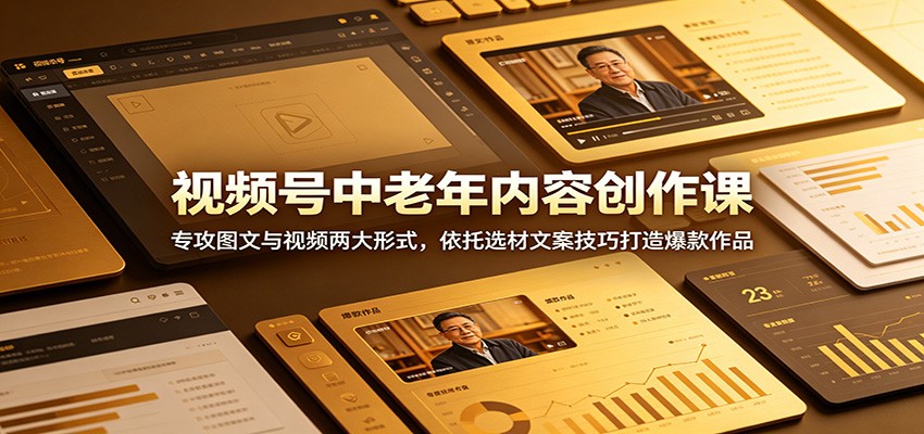 视频号中老年内容创作课：专攻图文与视频两大形式，依托选材文案技巧打造爆款作品-钱途社