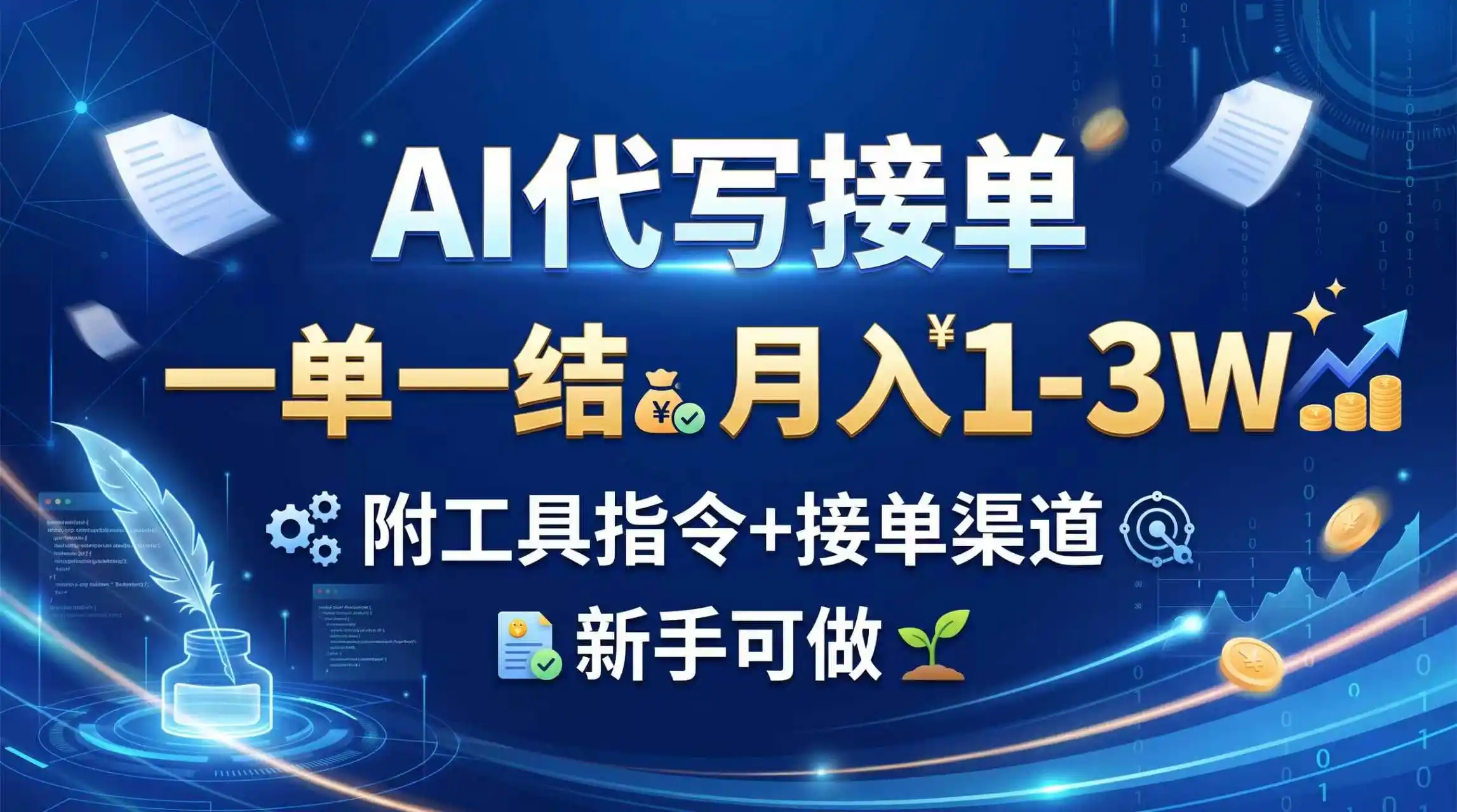 AI代写接单，一单一结，月入1-3W，附工具指令+接单渠道，新手可做-钱途社