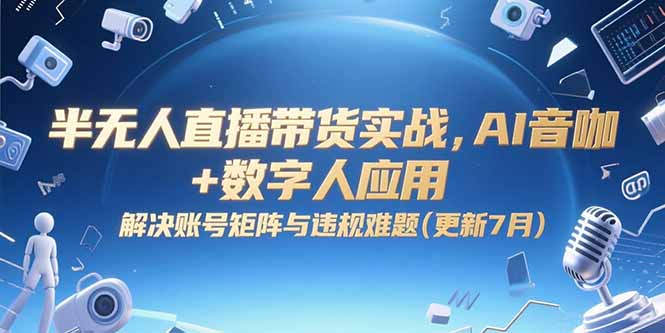 半无人直播带货实战，AI音咖+数字人应用 解决账号矩阵与违规难题(更新7月-钱途社