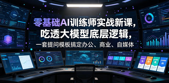 零基础AI训练师实战课，吃透大模型底层逻辑，一套提问模板搞定办公、商业、自媒体、设计、生活全场景AI落地应用-钱途社