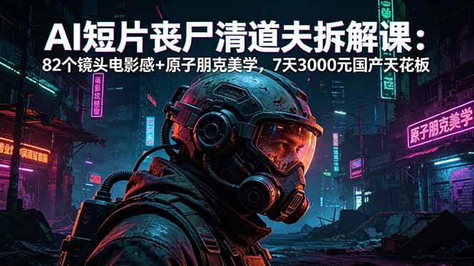 （18649期）AI短片《丧尸清道夫》拆解课：82个镜头电影感+原子朋克美学，7天3000元国产天花板-钱途社