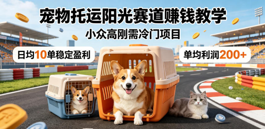 宠物托运阳光赛道賺钱教学，小众高刚需冷门项目，日均10单稳定盈利，单均利润200+-钱途社