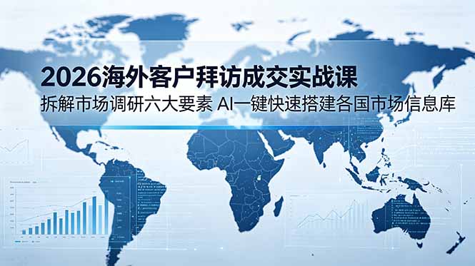 2026海外客户拜访成交实战课：拆解市场调研六大要素，AI一键快速搭建各国市场信息库-钱途社