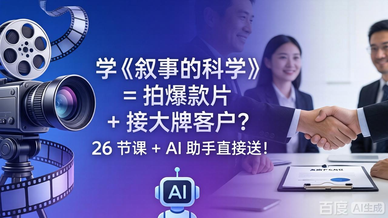 学《叙事的科学》= 拍爆款片 + 接大牌客户？26 节课 + AI 助手直接送！-钱途社